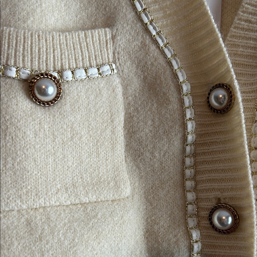 Cream Cardigan with Pearl Buttons - Picture 8 of 15